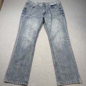 FUSAI Jeans Mens 36x32 Blue Denim Straight Leg 1997 Vintage Style